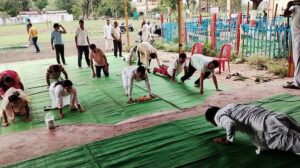 BJP Nagar Mandal Amla organized yoga camps on the 10th International Yoga Day.