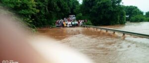 River blocked the way, Kudmur river in spate due to heavy rains