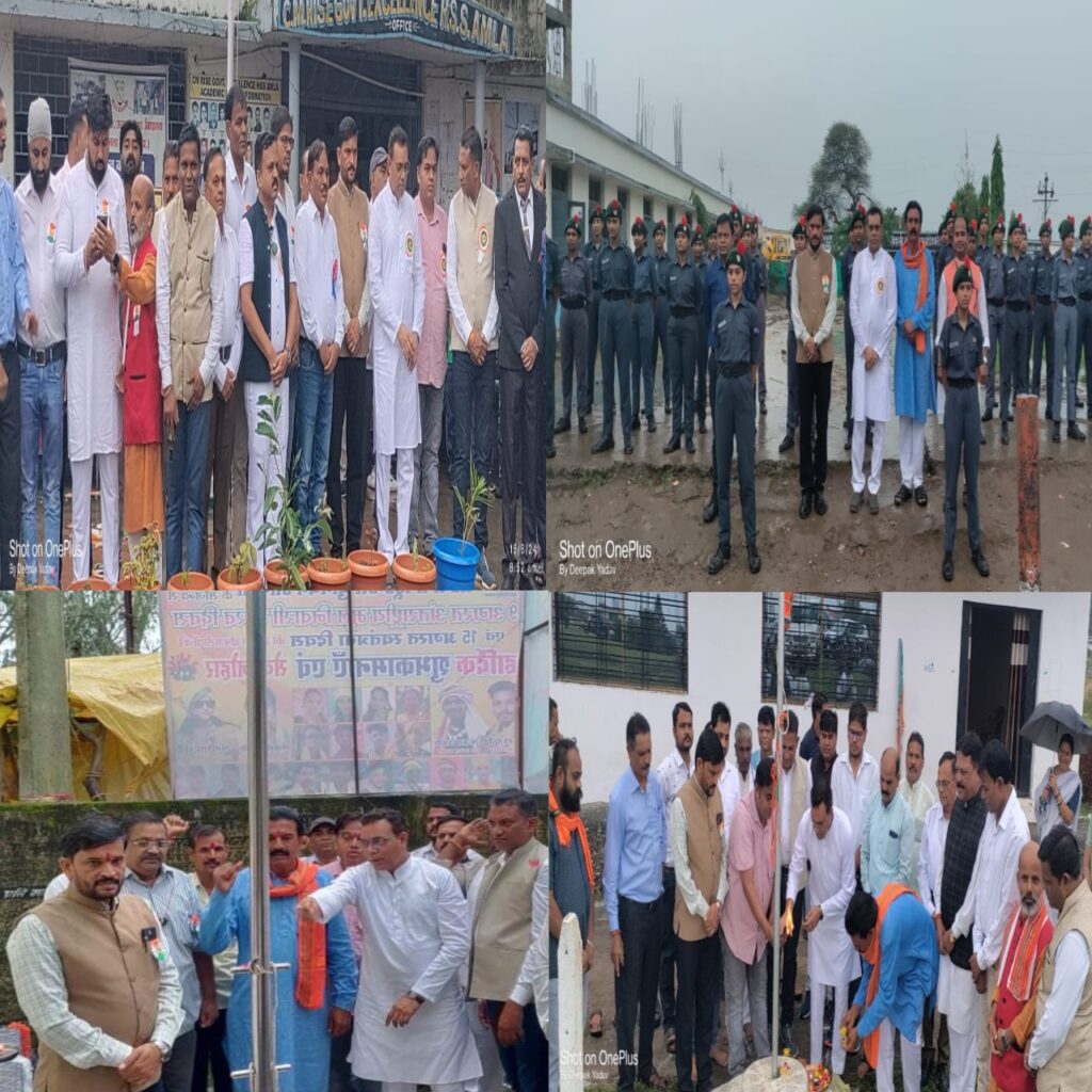 MLA Dr Yogesh Pandagre hoisted the flag at CM Rise School and MLA office.