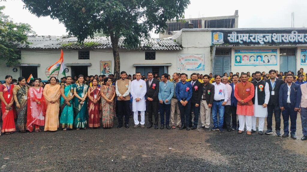 MLA Dr Yogesh Pandagre hoisted the flag at CM Rise School and MLA office.