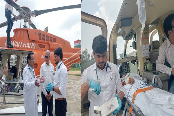 Betul patient Mr. Shekalal was sent to Bhopal by air ambulance for treatment.