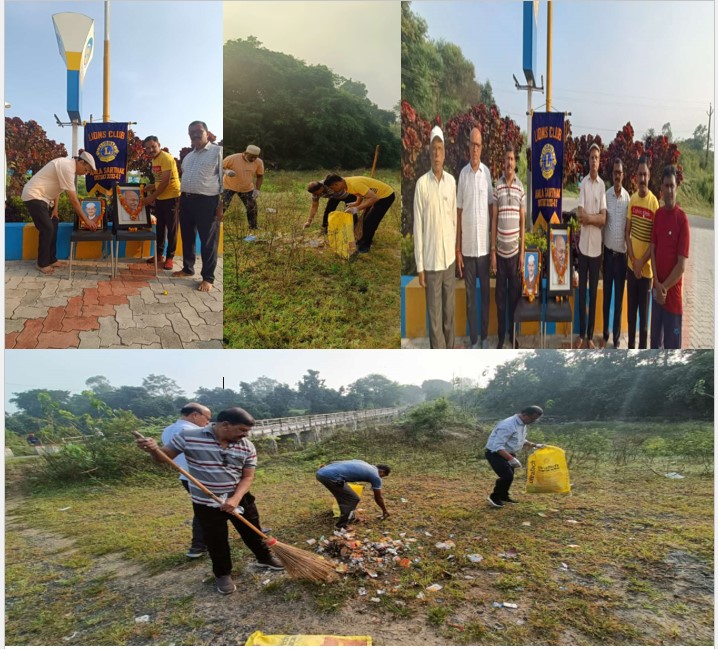 Lions, Sarthak members started the service week by cleaning the Kudmur river.